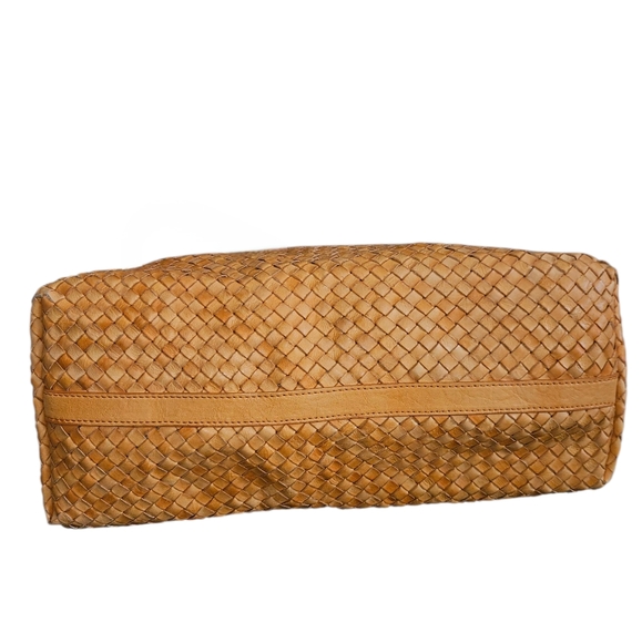 Massimo Palomba Tan Basket Weave Italian Leather Wide Tote - Picture 5 of 15